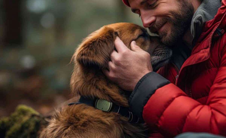 Batteria Gps per cane quanto dura: padrone abbraccia cane